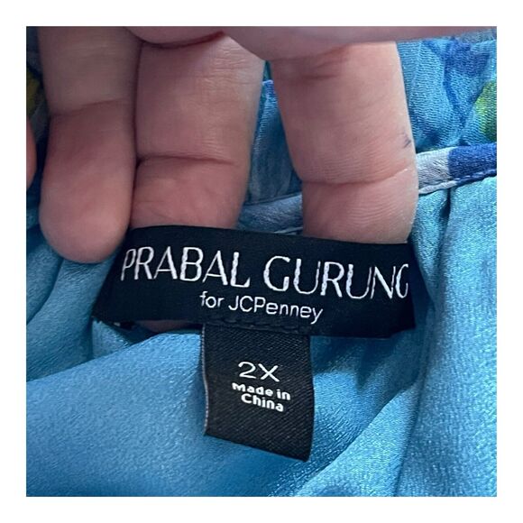 Prabal Gurung JCP Women’s Plus 2X Blue Floral Chiffon Cottagecore Dress - Picture 5 of 8